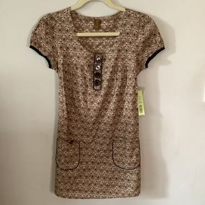 NWT Copper Key brown printed retro tunic size medium